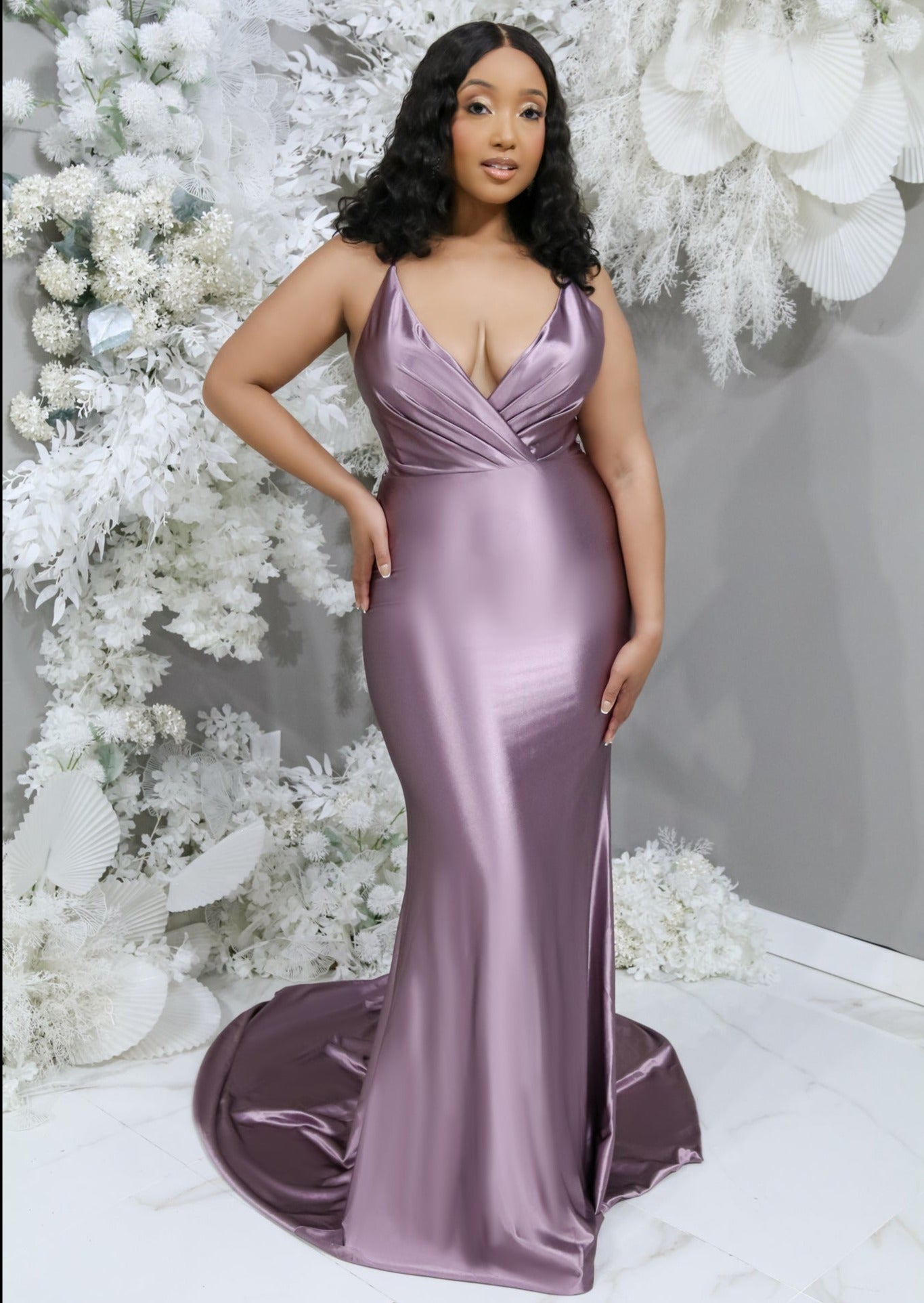 Backless Mermaid Bridesmaid Dress in Stretch Satin Electra | Pantora –  Pantora Inc.