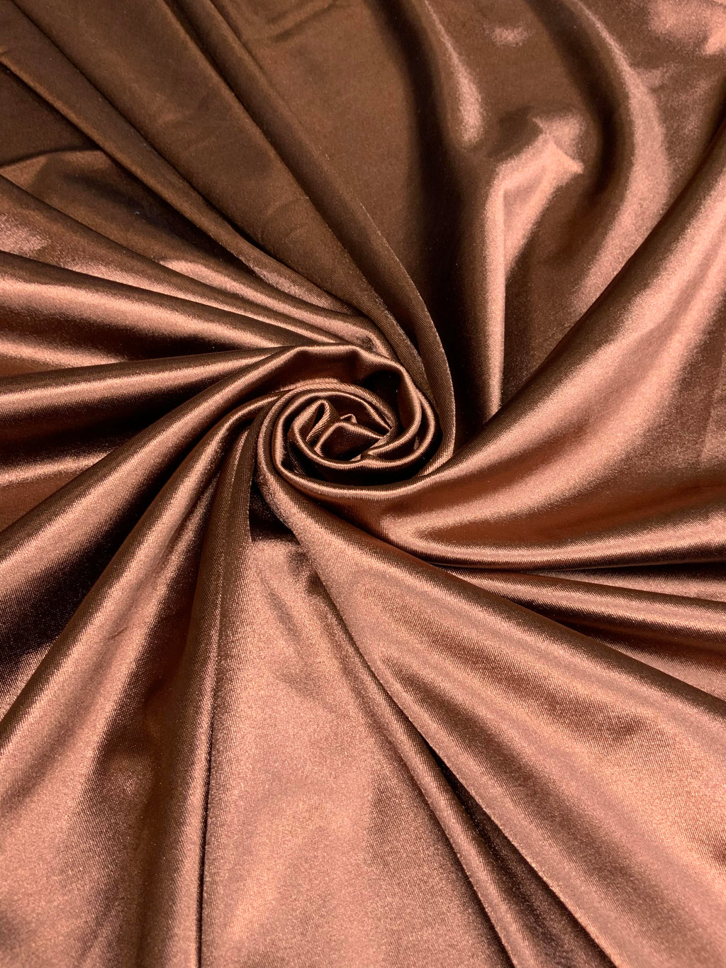 Hot Chocolate stretch satin fabric swatch for Pantora Maids bridesmaid dresses