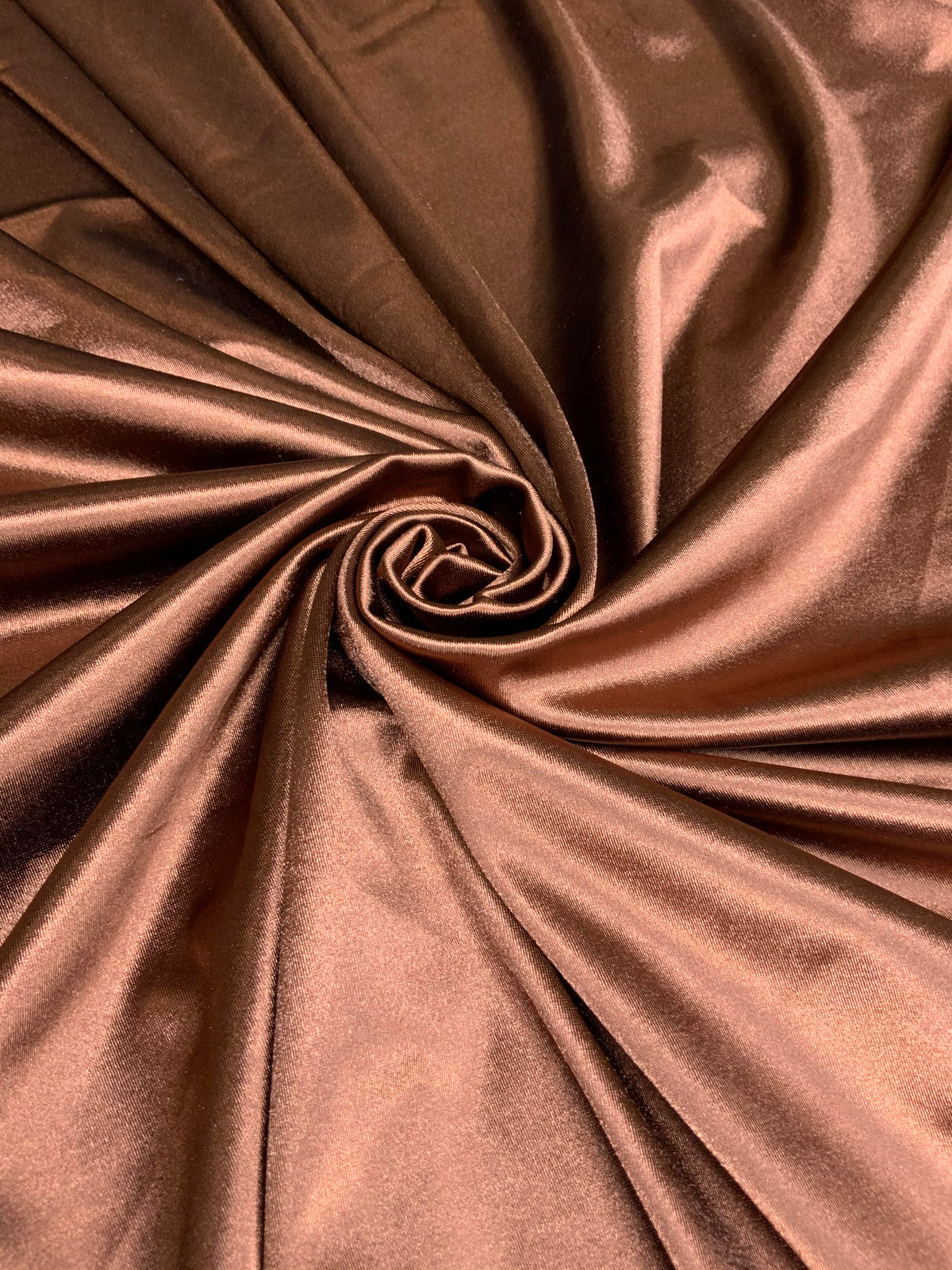 Hot Chocolate stretch satin fabric swatch for Pantora Maids bridesmaid dresses