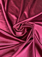 Sangria stretch satin fabric swatch for Pantora Maids bridesmaid dresses