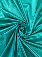 Turquoise stretch satin fabric swatch for Pantora Maids bridesmaid dresses