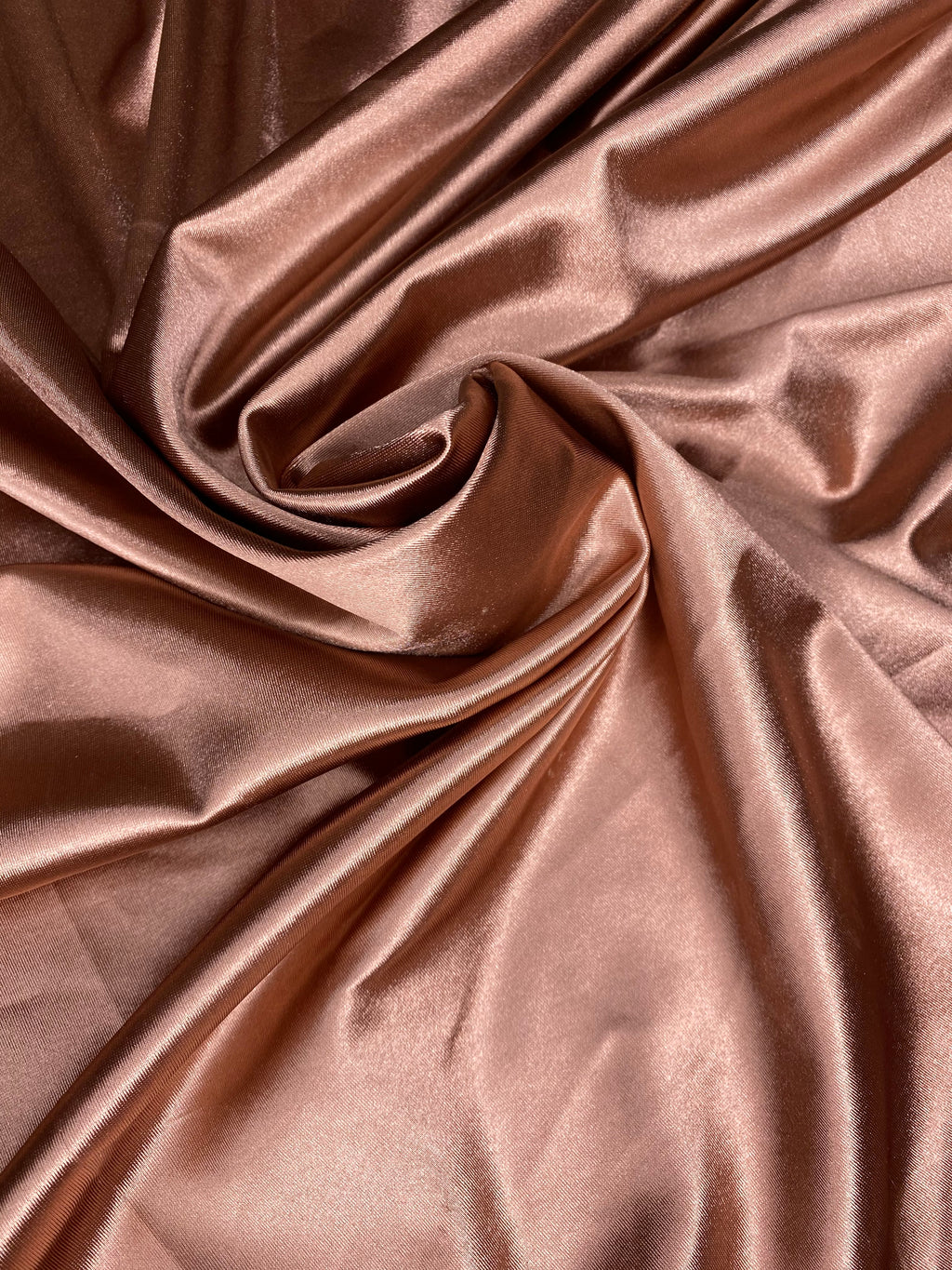 Rose Gold stretch satin fabric swatch for Pantora Maids bridesmaid dresses
