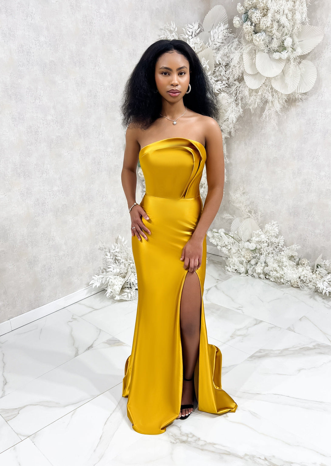 Antonia Strapless Fitted Bridesmaid Dress in Stretch Satin