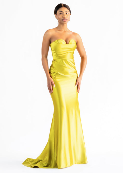 slim fit dress slacks Demi Adjustable Satin Bridesmaid Dress