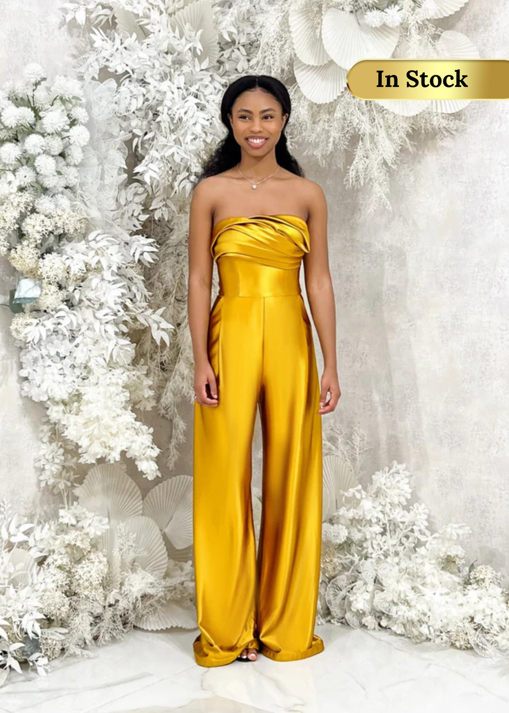Jade Bridesmaid Jumpsuit with Bandeau Neckline
