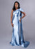 Fitted stretch satin bridesmaid dress with one shoulder detailing and bow; perfect for petite and plus size women
