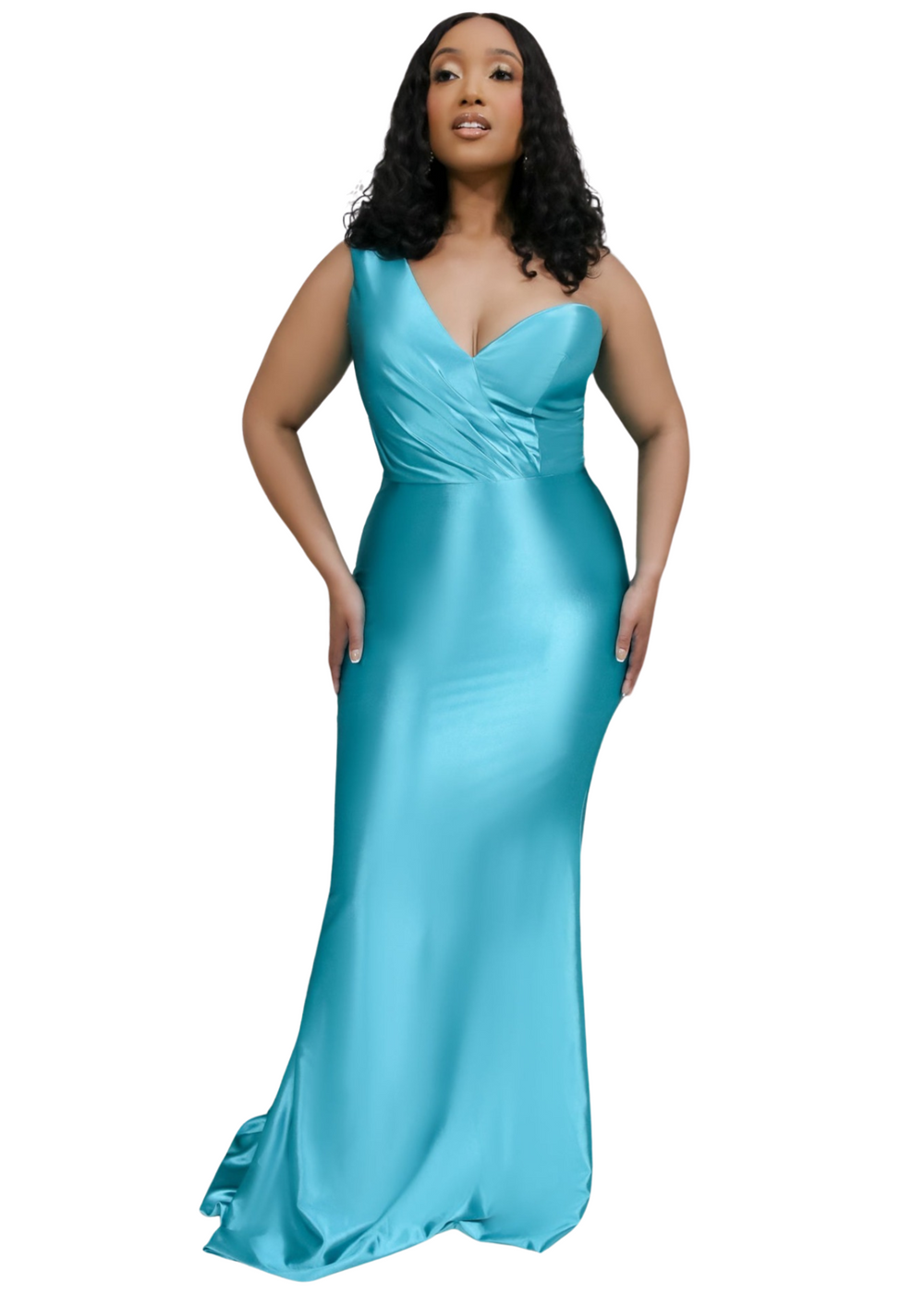 Laureen Asymmetrical One Shoulder Stretch Satin Bridesmaid Dress