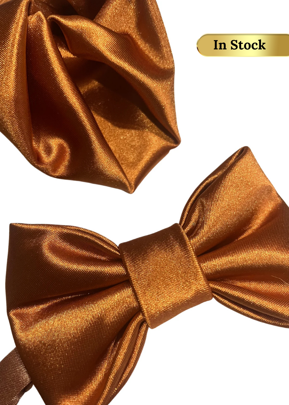 Satin Bow Tie & Pocket Square for Groomsmen in Bridesmaid Dress Color Terracotta