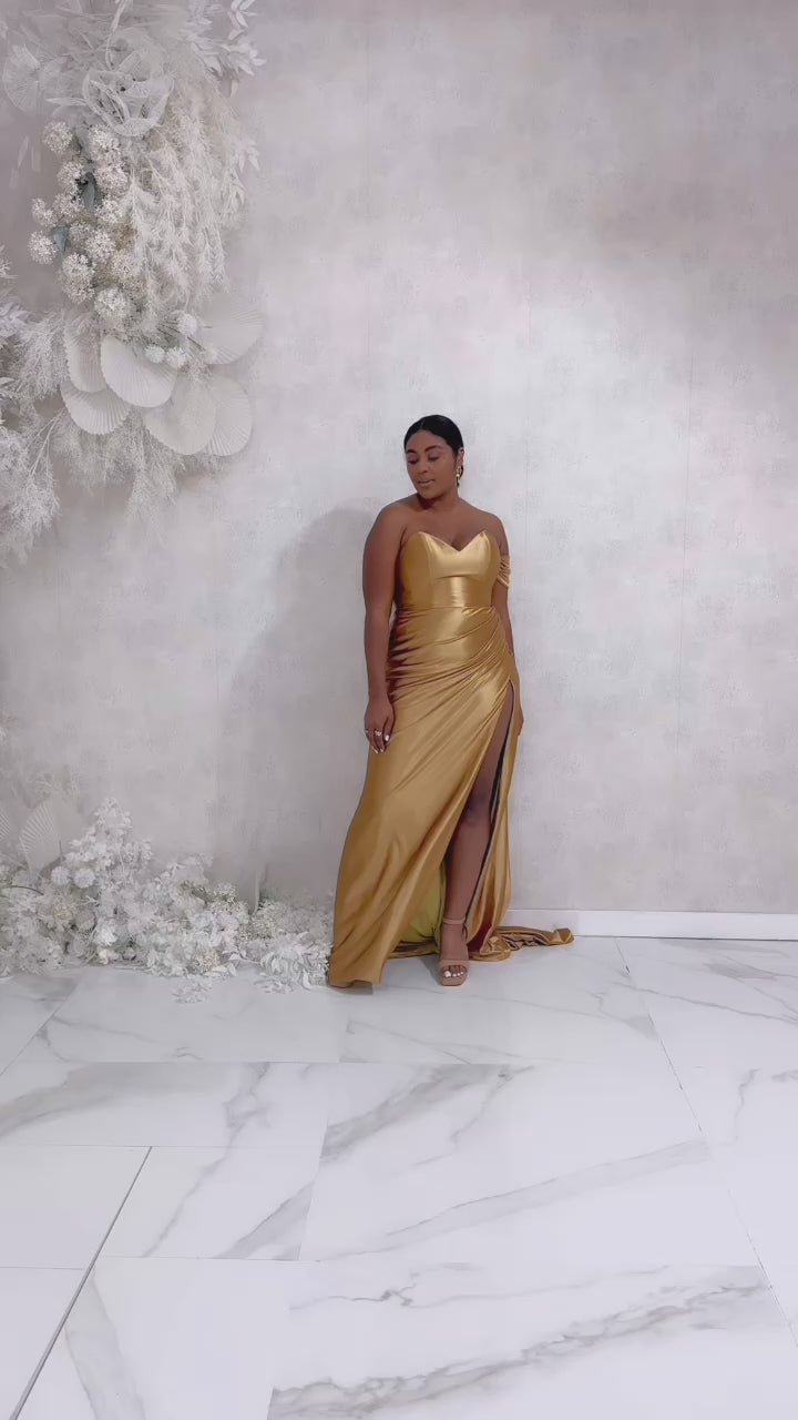 Polaris Gown | Strapless Stretch Satin Bridesmaid Dress