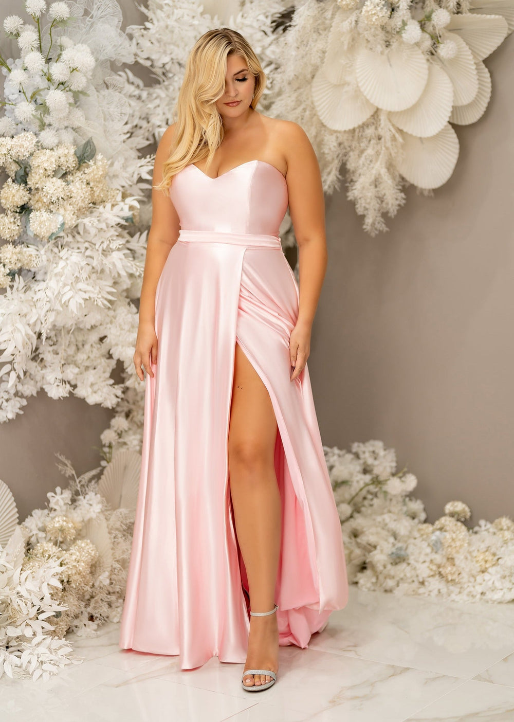 Pink Satin Dress Flowy Blaise Pink Satin Maxi Dress Beginning