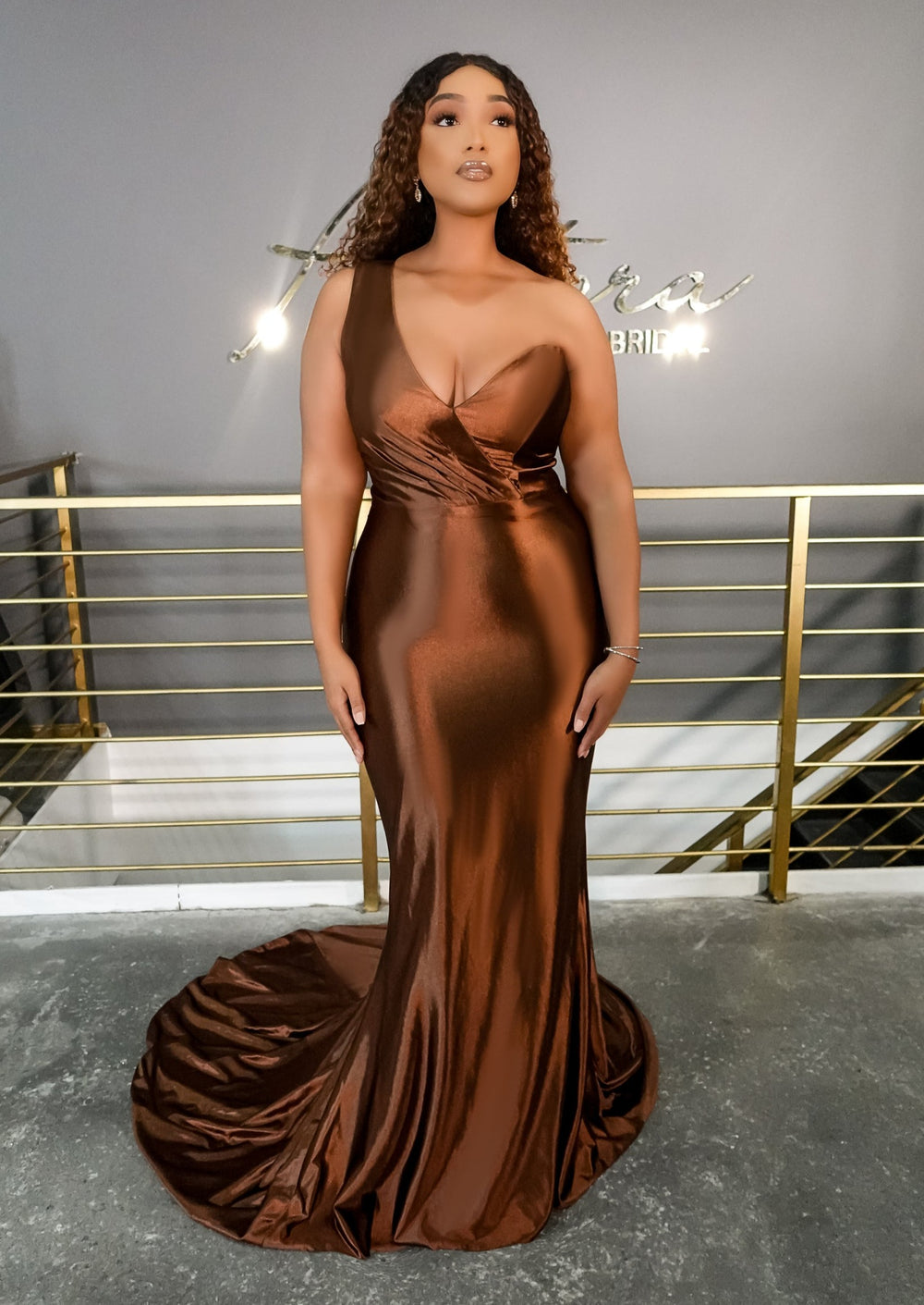 Laureen Asymmetrical One Shoulder Stretch Satin Bridesmaid Dress Laureen Asymmetrical One Shoulder Stretch Satin Bridesmaid Dress