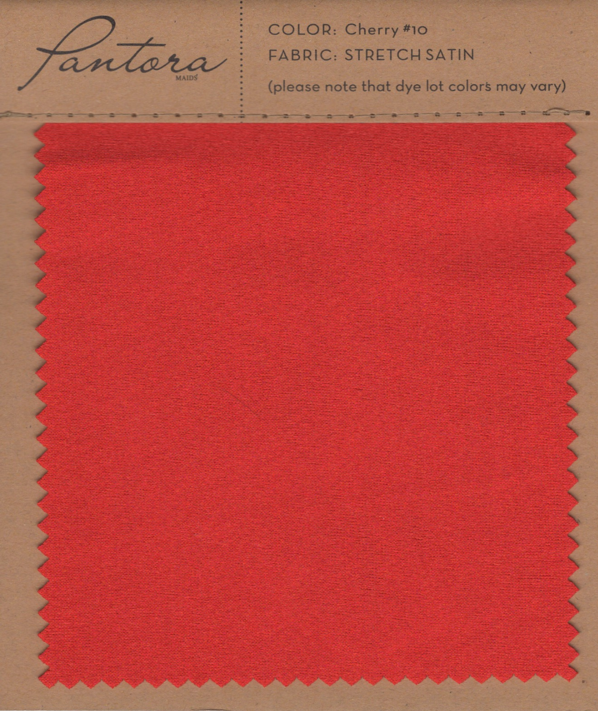Cherry stretch satin fabric swatch for Pantora Maids bridesmaid dresses