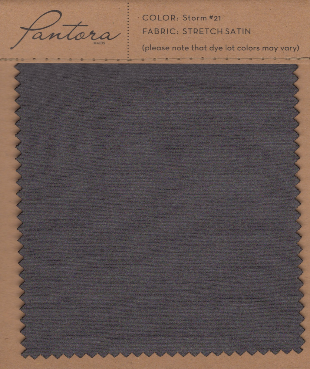 Storm stretch satin fabric swatch for Pantora Maids bridesmaid dresses