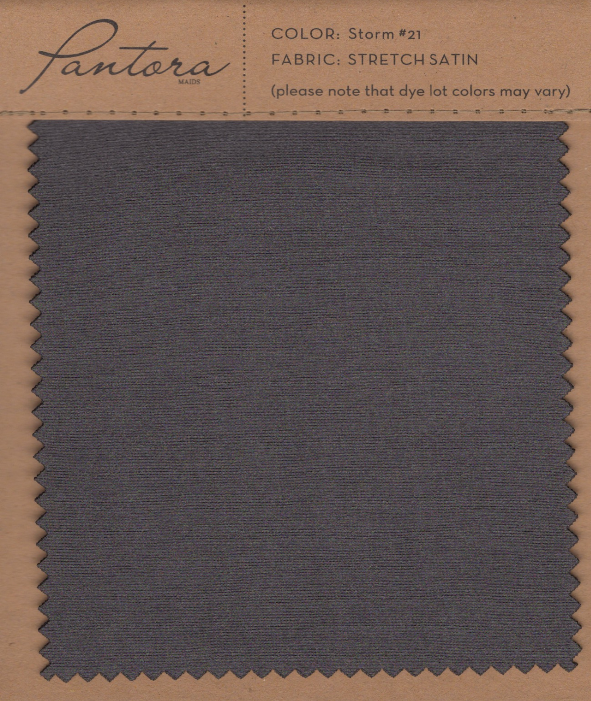 Storm stretch satin fabric swatch for Pantora Maids bridesmaid dresses
