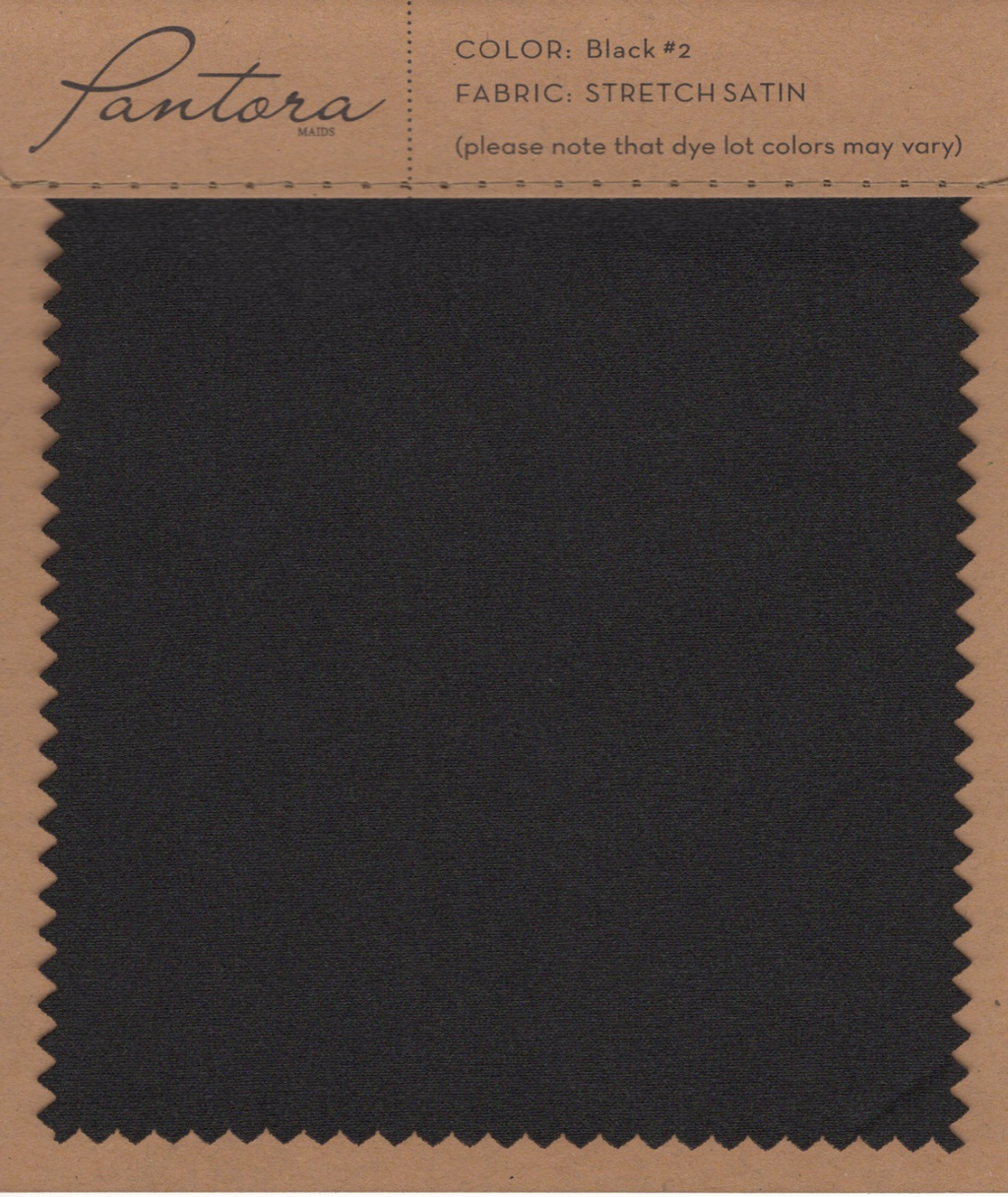Black stretch satin fabric swatch for Pantora Maids bridesmaid dresses
