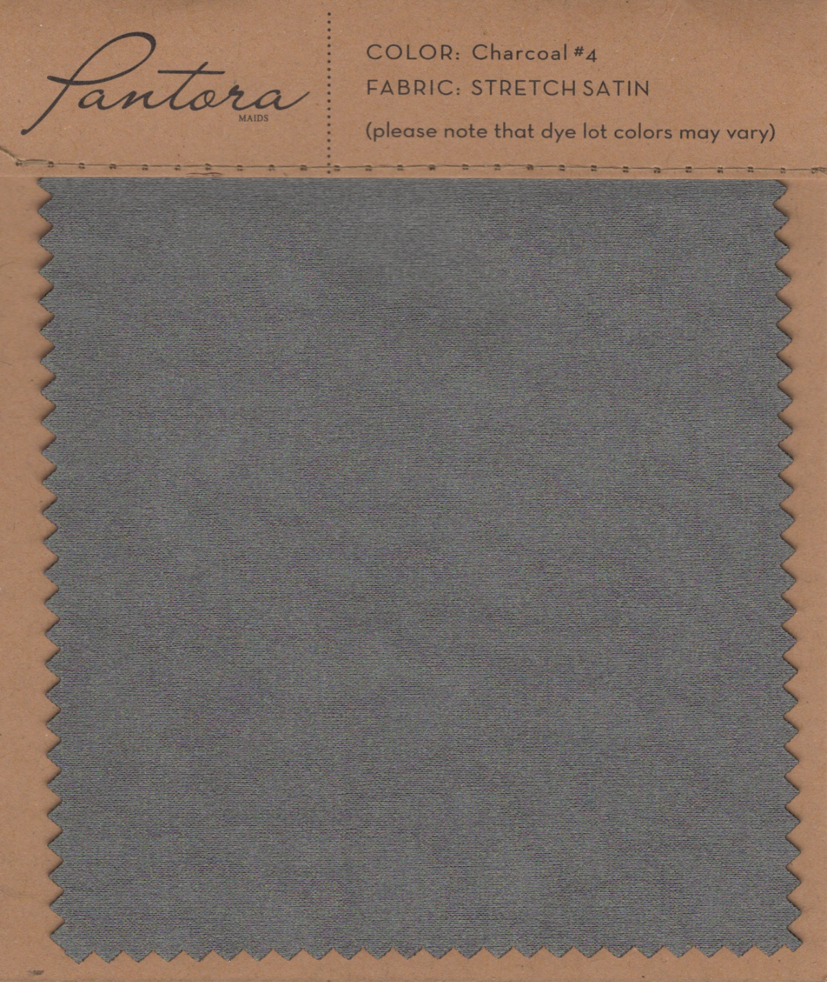 Charcoal stretch satin fabric swatch for Pantora Maids bridesmaid dresses