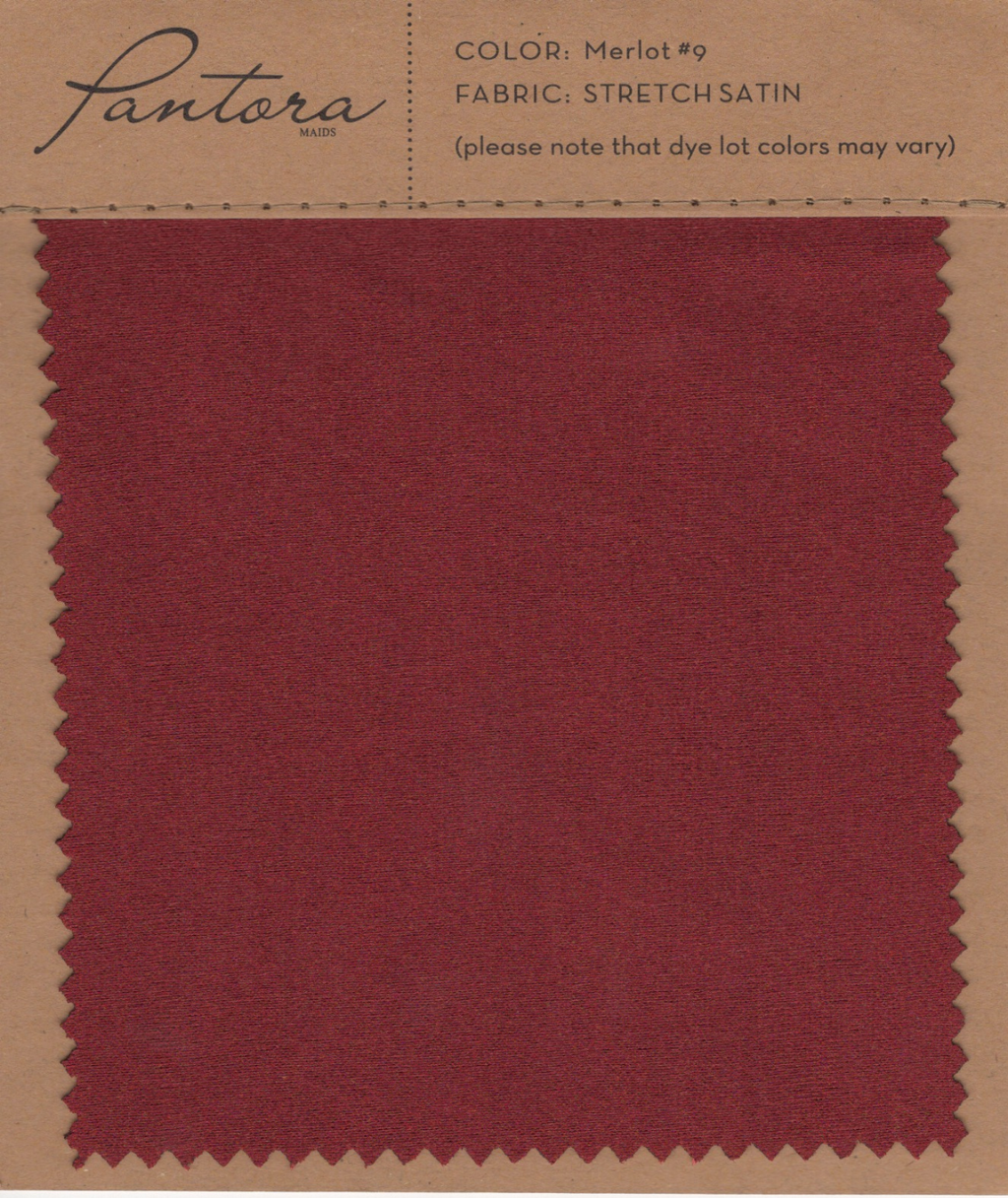 Merlot stretch satin fabric swatch for Pantora Maids bridesmaid dresses