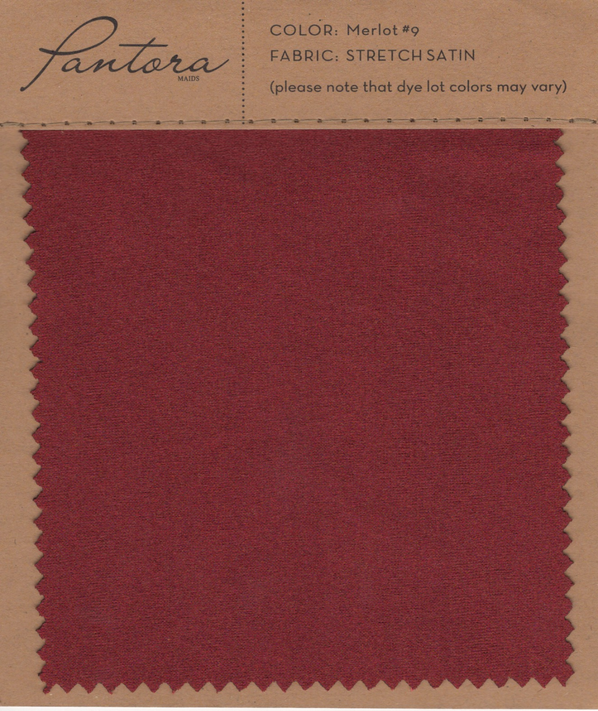Merlot stretch satin fabric swatch for Pantora Maids bridesmaid dresses