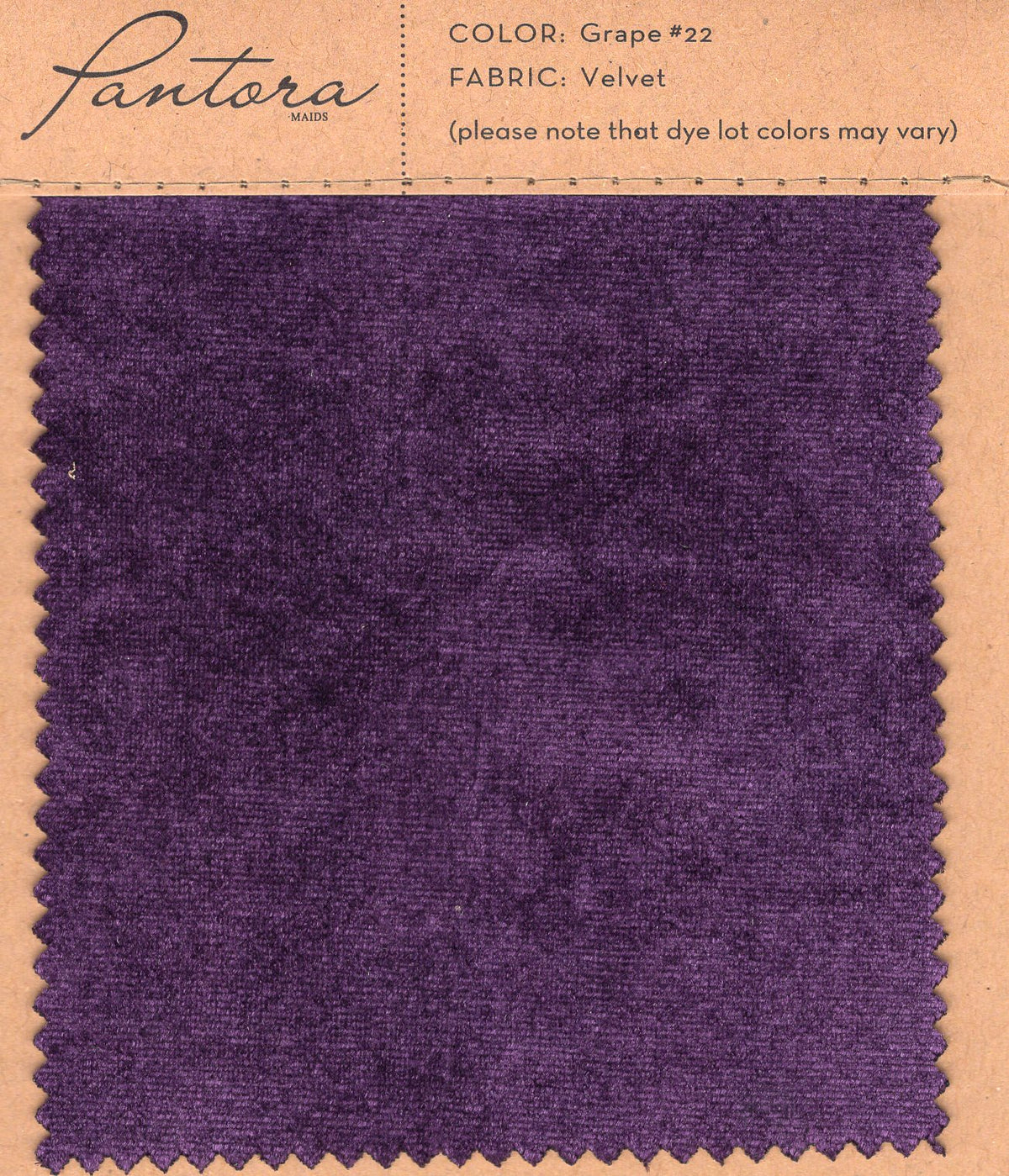 Grape velvet fabric swatch for Pantora Maids bridesmaid dresses