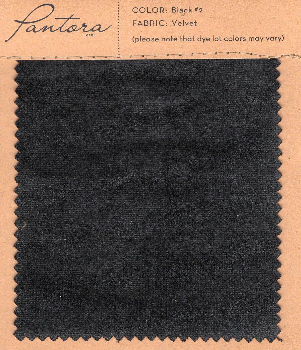 Black velvet fabric swatch for Pantora Maids bridesmaid dresses