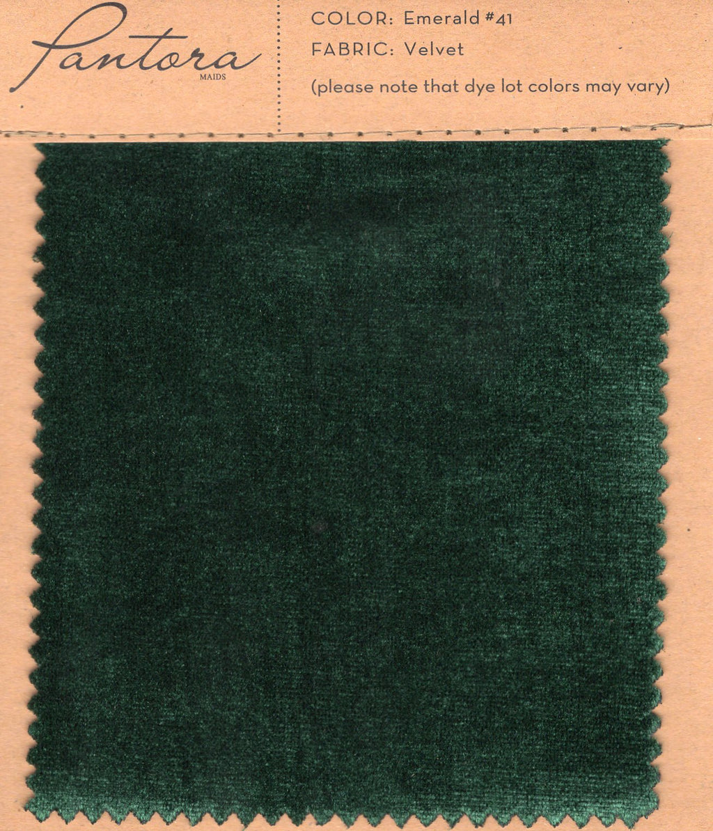 Emerald velvet fabric swatch card